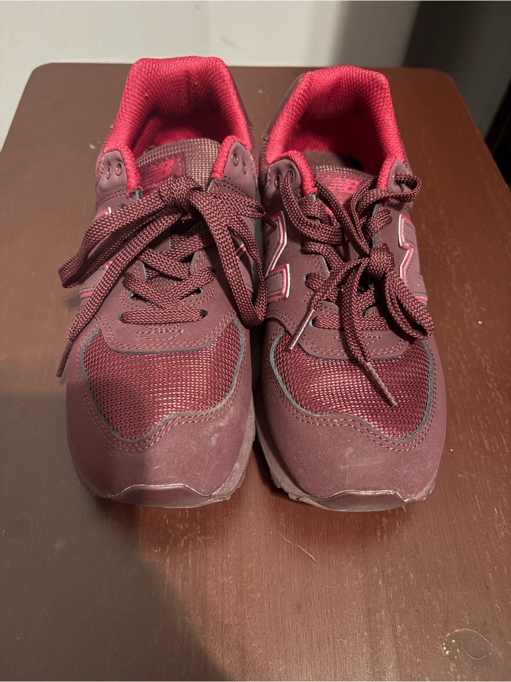 New Balance Kids Burgundy and Pink Lace-Up Sneakers